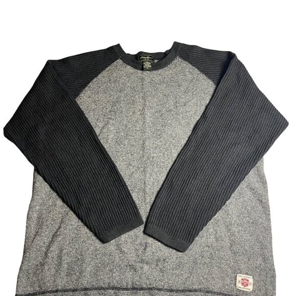 Eddie Bauer Mens XL Lambs Wool Blend Sweater Casual Outdoor Style Gray & Black - Picture 1 of 10